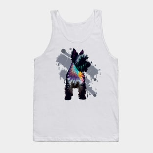 Cool Miniature Schnauzer Stencil Artwork Tank Top